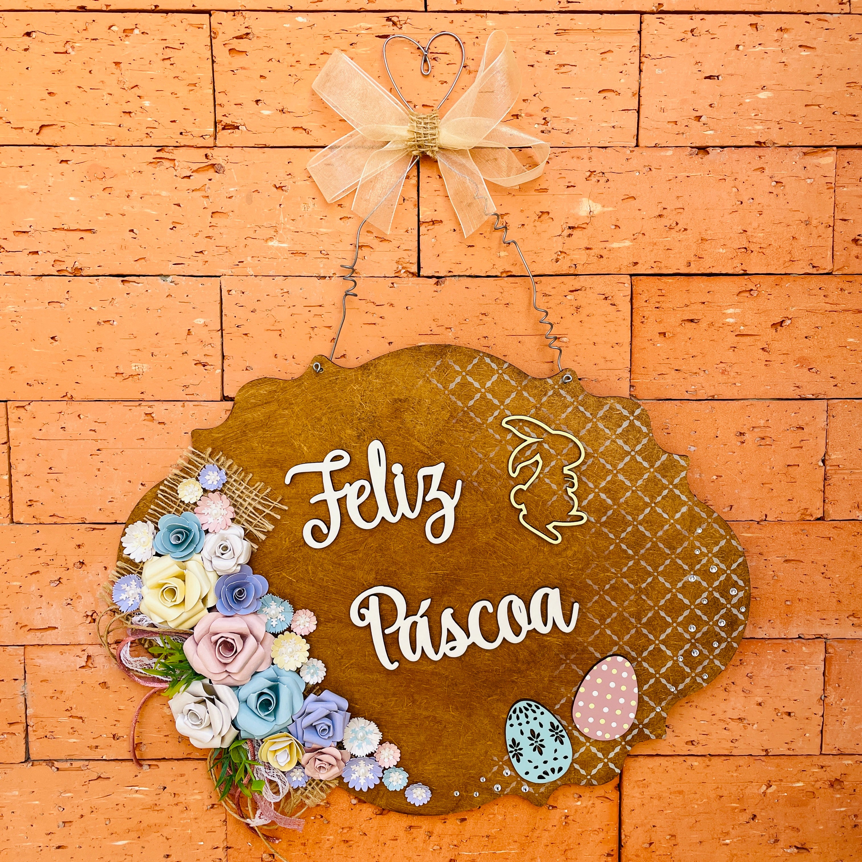 PLACA DECORATIVA PÁSCOA FELIZ